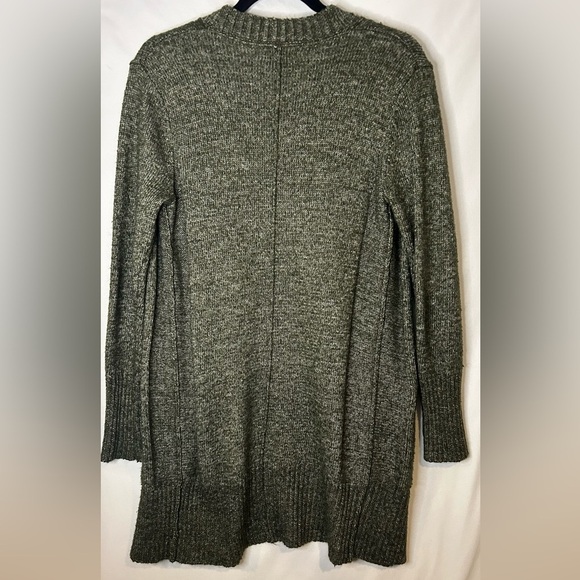 dip Olive Green Cardigan Sweater Classic Knit Open Front - Picture 4 of 5
